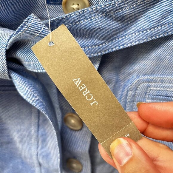 NEW J.Crew Women's Blue Button-Front Belted Skirt Size 0 Linen‎ Blend - Picture 4 of 7